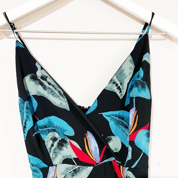 Lulus Birds of Paradise Black Floral Print Side Slit Maxi Dress size Small - Picture 7 of 12